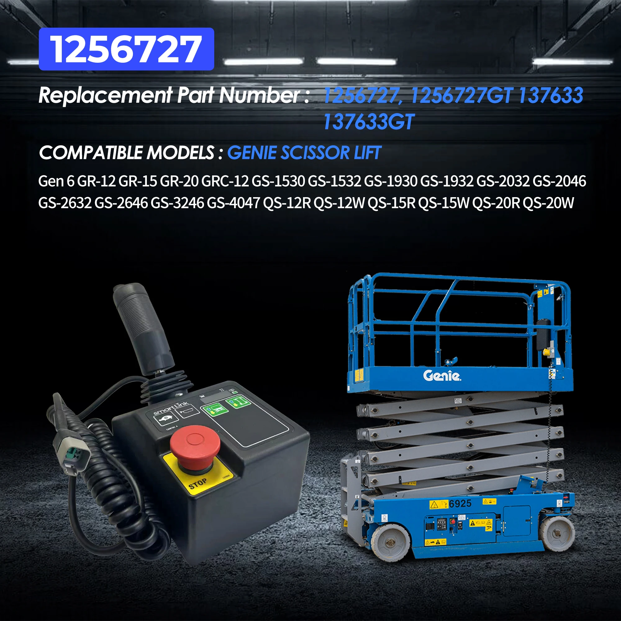 Caixa de controle 1256727GT para Genie Lift Gen 6 GR-12, GR-15, GR-20, GRC-12, GS-1930/1932/3246/1530/1532/4047/2032/2046/2632/2646