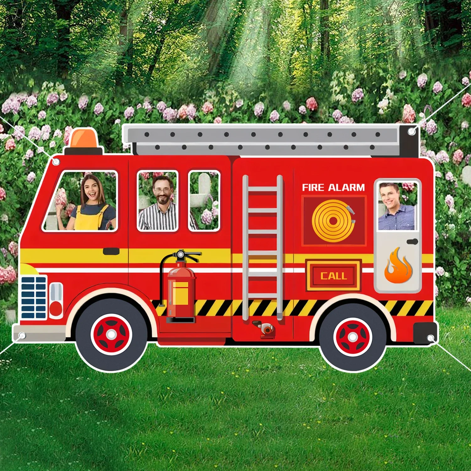 Feuerwehrauto Ausgehöhlte Fotografie-Requisiten Feuerwehr-Thema Feuerwehrauto Geburtstagsparty-Deko Feuerwehrmann Spaß-Requisiten Party-Zubehör – Detail 3