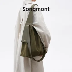 Songmont Suede Ear Handle Tote Bag Lazy Commute Shoulder Crossbody Bucket Bag Large Capacity Design Bags for Girls