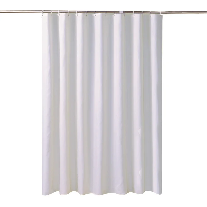 Solid Color Bath Curtain White Simple Shower Curtains High Quality Waterproof Comfortable For Bathroom with 12pcs Plastic Hooks