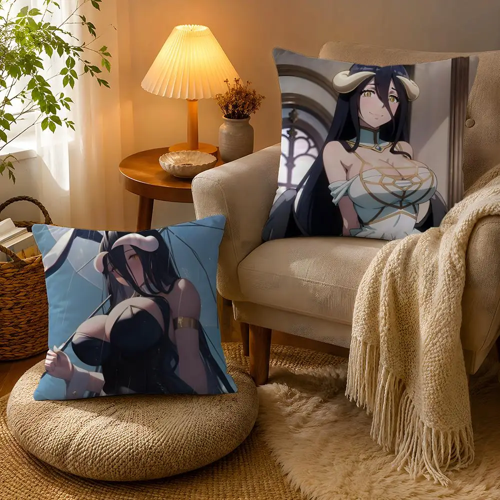Hot Anime A-Albedo Cushion Cover Soft Plush Cushion Cover Double Print And Invisible Zipper For Sofa Home Car Use 3