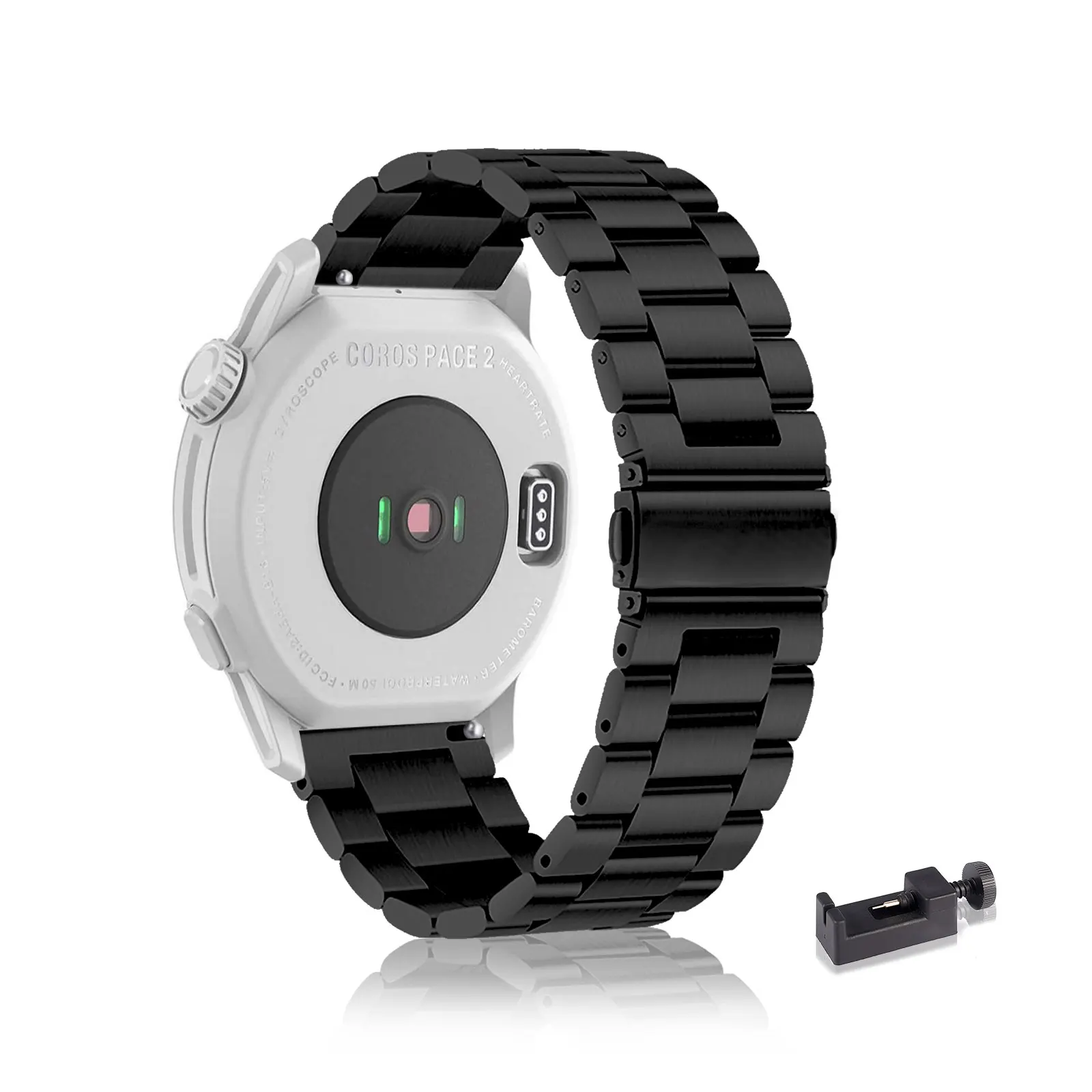 

Stainless Steel Bands for COROS PACE 2/APEX 2/APEX 42mm Band, Three Columns Metal Replacement Strap