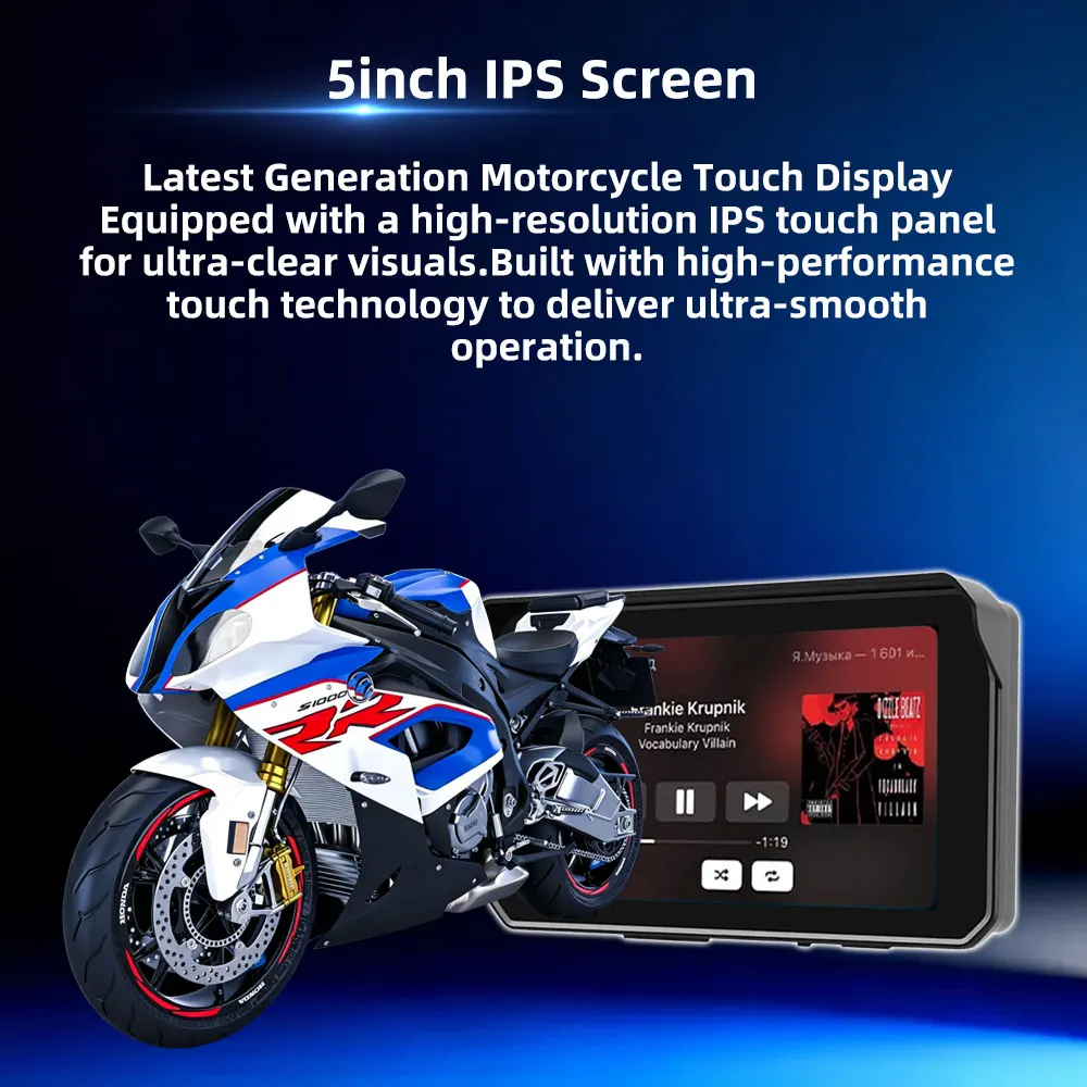 Icreative 5 inch Carplay Motorcycle DVR Navigation GPS Wireless CarPlay Android Auto IPX7 Display Screen Portable Moto Monitor view 5