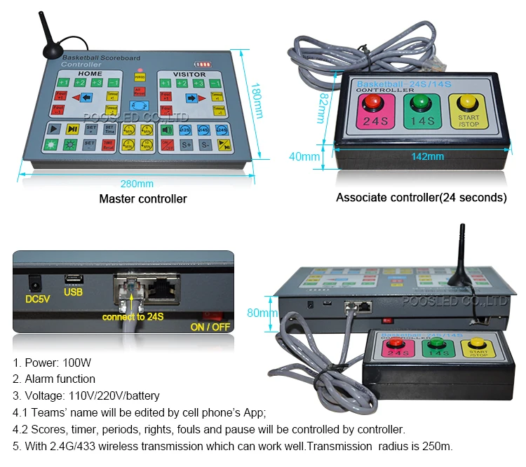 Przenośna tablica wyników, cyfrowa elektroniczna tablica wyników do koszykówki, tablica wyników LED do koszykówki z licznikiem czasu na rzut.