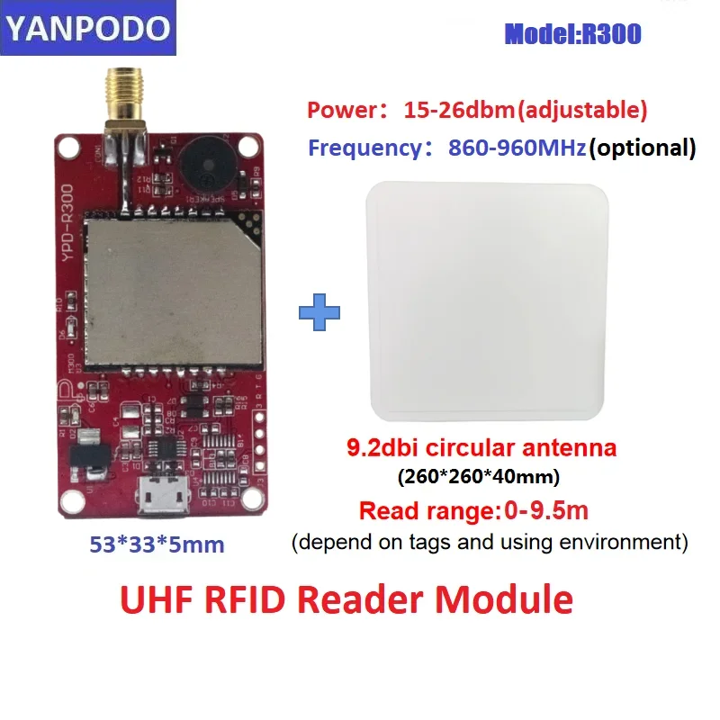 R300 Chip UHF RFID Reader Module TTL UART SPI Micro USB for ESP32 Arduino Raspberry Pi Embedded Access Control Free SDK Included
