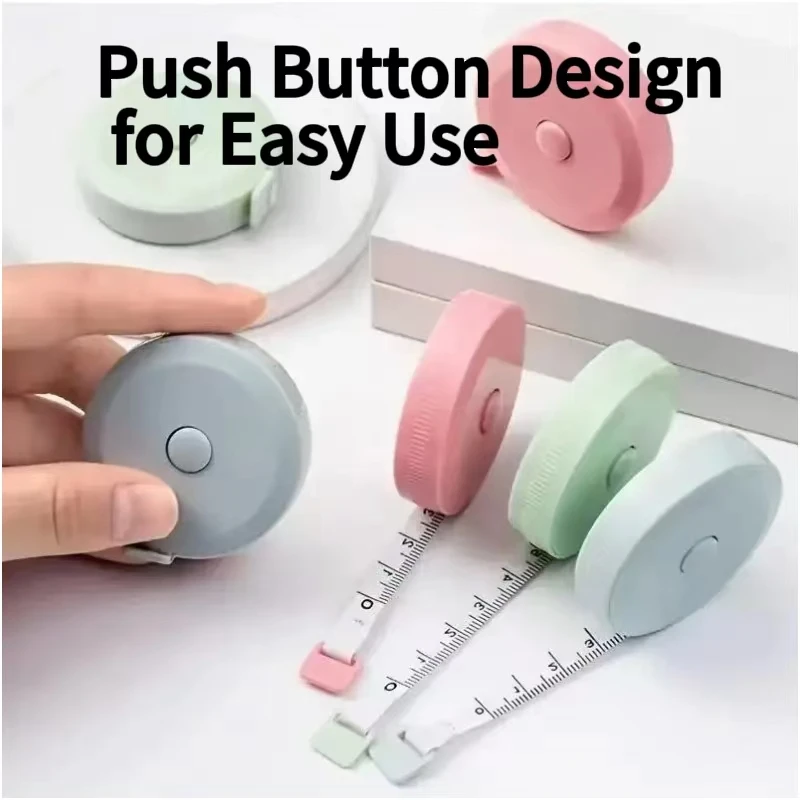 1-6pcs  2 Meters Retractable Dual Sided Tape Measure Push Button Body Ruler for Sewing Tailor Weight Loss Medical Measurement