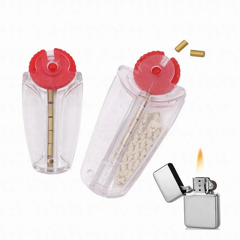 Flint Stone Cotton Wick Replacement Suit Flint Thread Starter Dispenser for Smoking Oil Kerosene Lighters Cigarette Accessorie