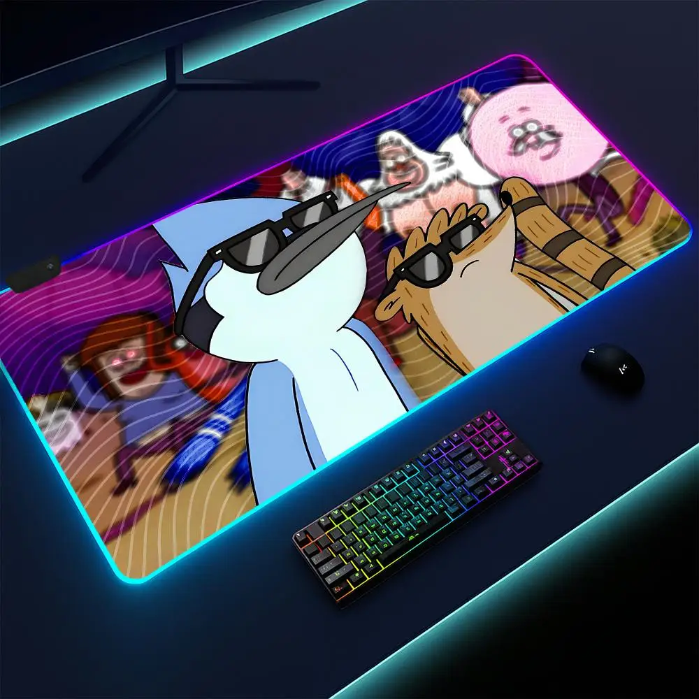 

Regular Show Mouse Pad Gaming mat, LED lighted, non-slip base, waterproof, large deskpad, soft surface