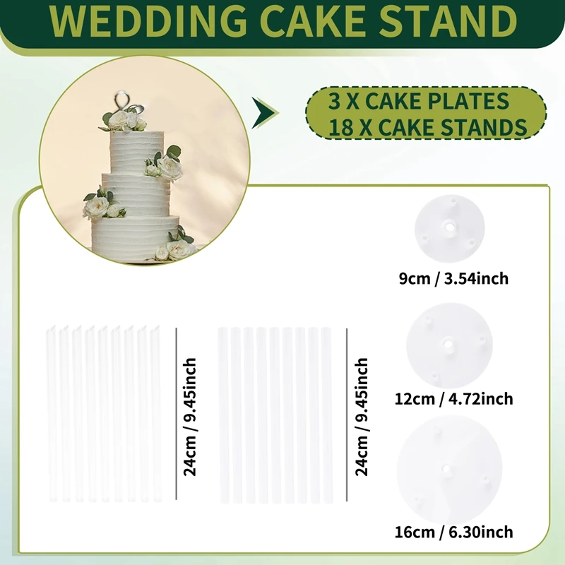 Suspension spacer Cake Supports - Pack of 18 Cake Stands, Reusable Dowel Rods, Cake
