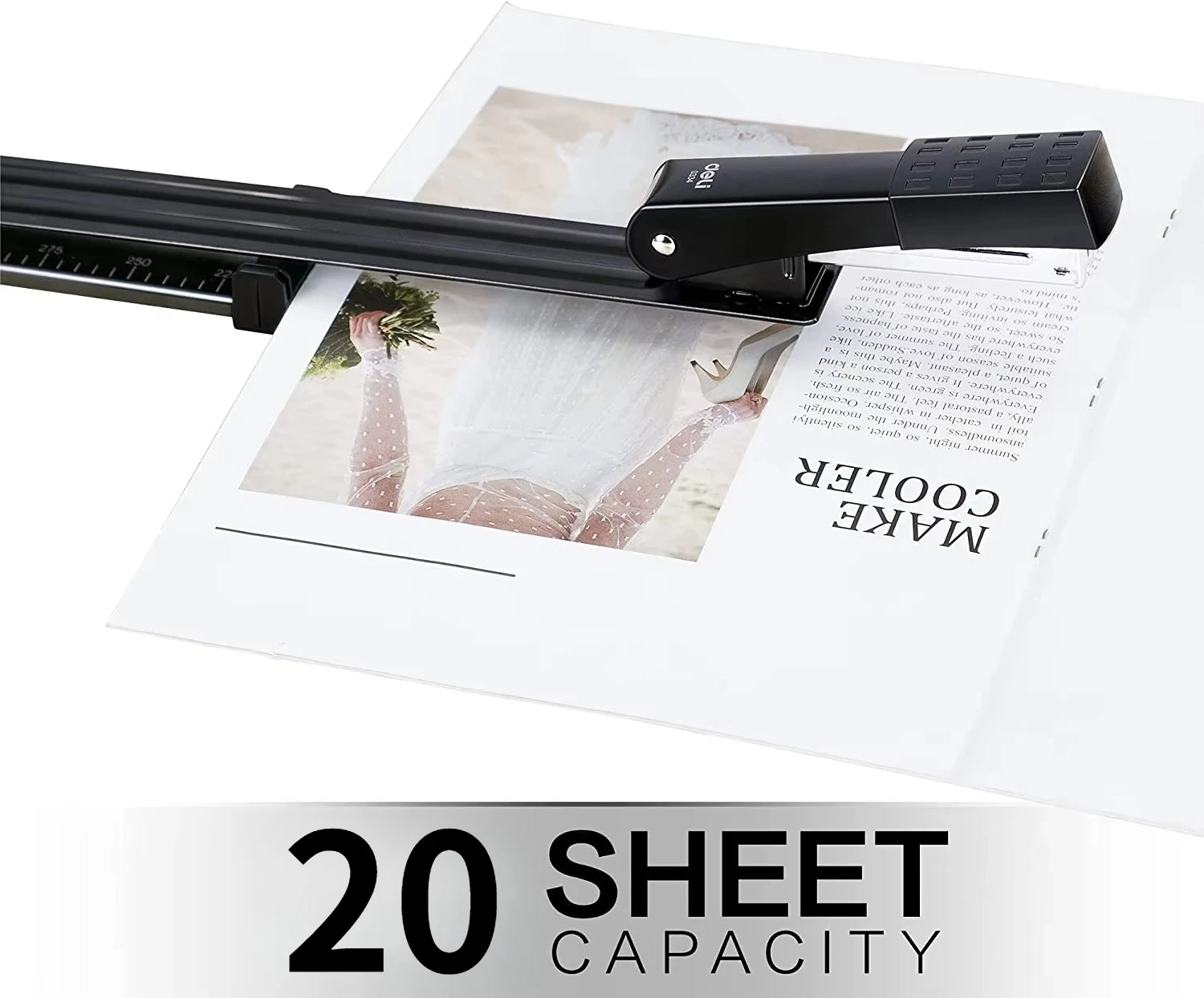 Long Reach Stapler, 25 Sheet Capacity, Long Arm Standard Staplers for Booklet or Book Binding, Black