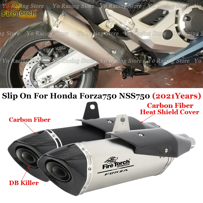 

For HONDA Forza750 Nss750 NSS 750 2021 Motorcycle Exhaust Escape System Carbon Fiber Heat Shield Muffler Removable DB Killer