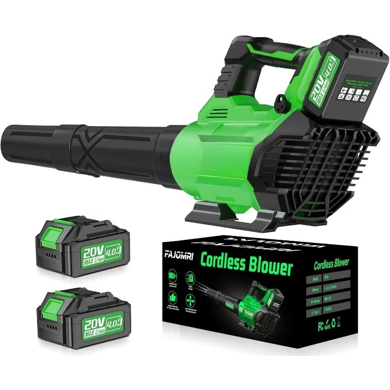 

Leaf Blower – 3-Speed Settings, 580 CFM / 160 MPH Powerful Electric Blower with 2 × 4.0Ah Batteries and Charger, Ideal