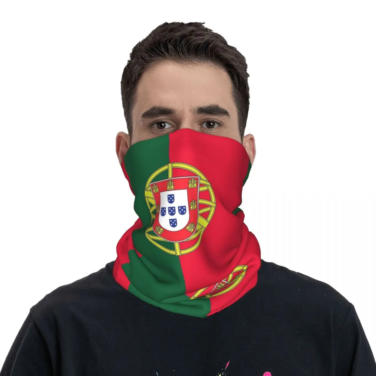 Flag Of Portugal Bandana Neck Gaiter Printed Wrap Mask Scarf Warm Headwear Running Unisex Adult Windproof