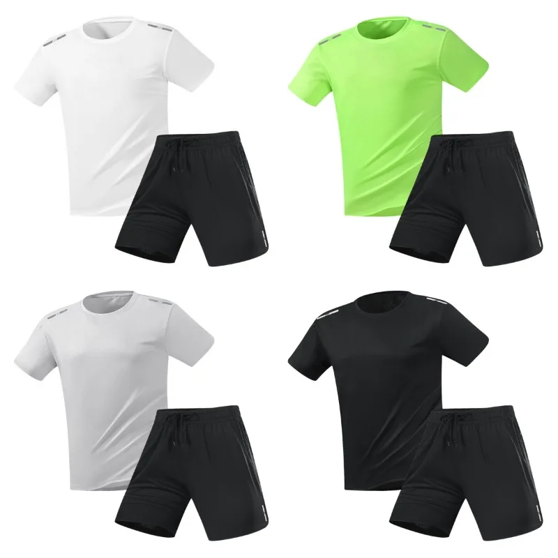 

Летний комплект шорт с короткими рукавами для тренировок по баскетболу на открытом воздухе, впитывающий пот, быстросохнущий, модная универсальная спортивная одежда для мужчин