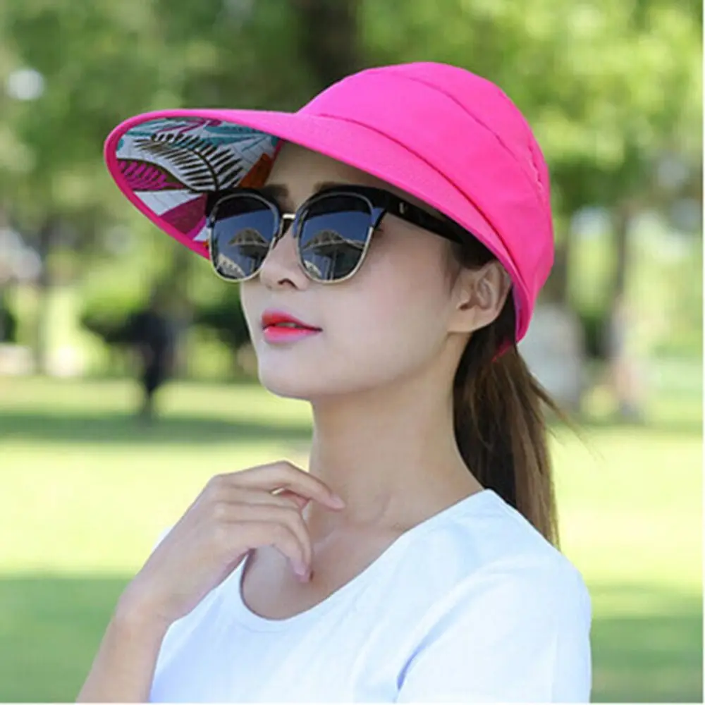 Fashion Foldable Sun Hat Golf Cap Wide Brim Beach Cap Anti-UV Visor Caps Summer