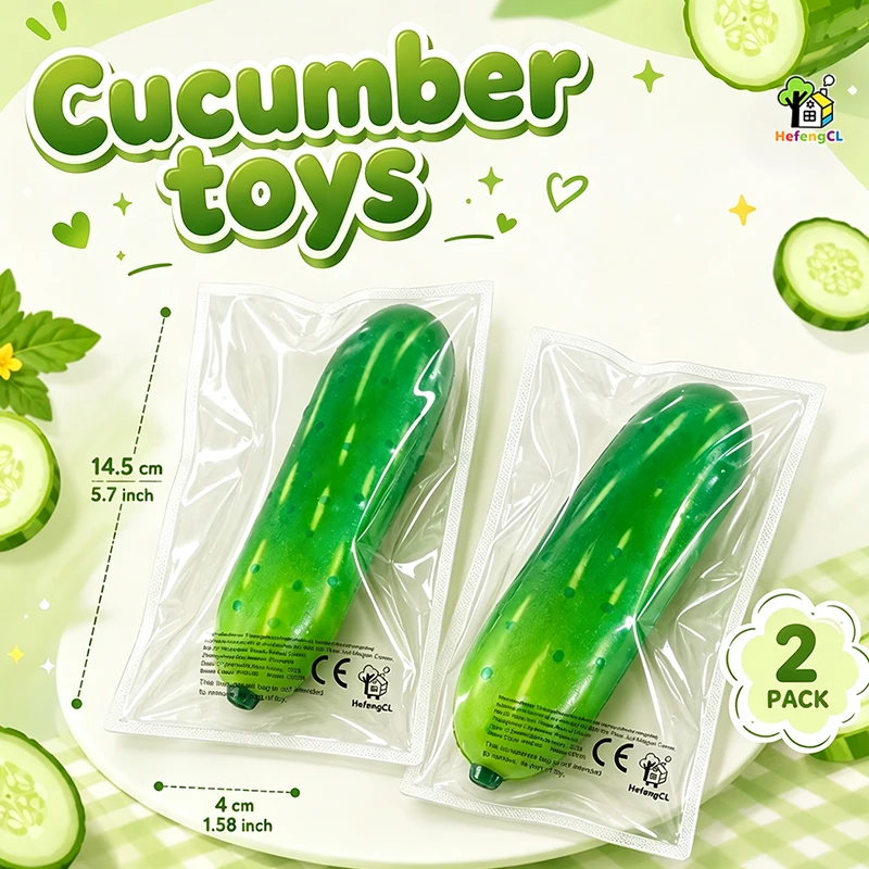Realistic Cucumber Squishy Toy TPR Simulation Vegetable Squeeze Toy Funny Fidget Toy Decorative Play Gift