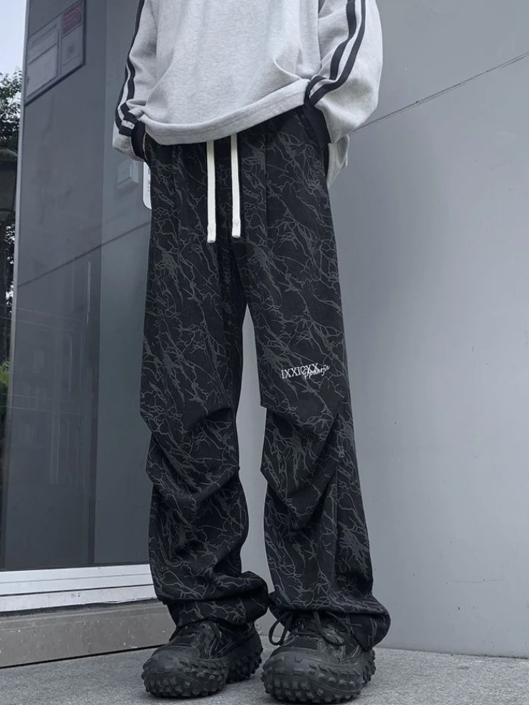 Fashion Tie Dye Corduroy Pants Loose Fit Straight Leg Casual Trousers for Men American Style Trendy Autumn Winter​