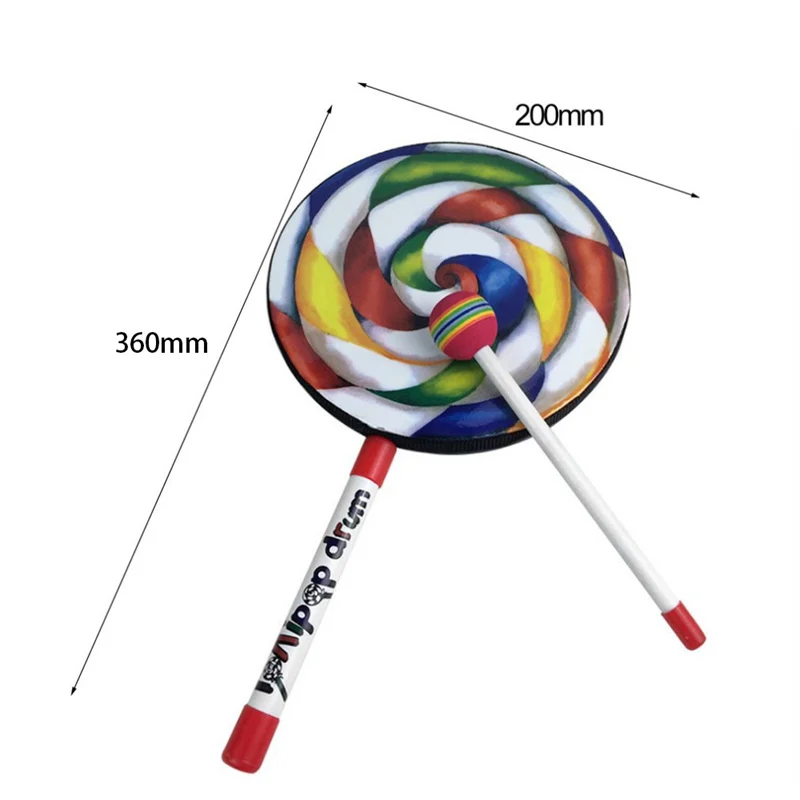 Lollipops Pattern Colorful Drum Percussion Instrument For Children Kindergarten Musical Education Early Education