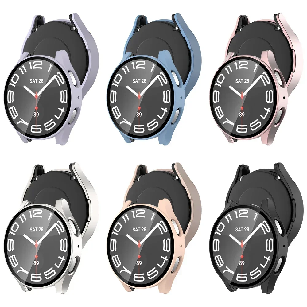 แก้ว + PC สําหรับ Samsung Galaxy Watch 7/FE 40 44 มม.รอบป้องกันหน้าจอกันชนกระจกนิรภัยสําหรับ galaxy นาฬิกา FE