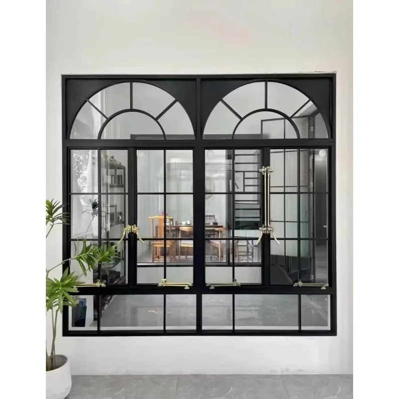 

Customization Market Popular French Style Aluminum windows with Customized Grill in House Casement French Windows