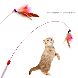 Wire Feather Cat Cócegas Stick, Pet Products para gatos, Brinquedos interativos, Gatinho Jogando Acessórios