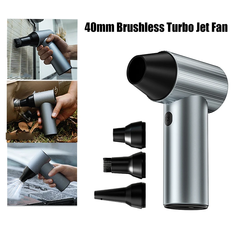 

45M/S Portable Turbo Fan 90000RPM Mini Turbo Jet Fan Brushless Motor Handheld Duct Fan Type-C Charging with Power Display Compu