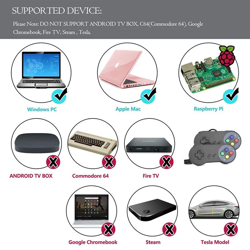 Controlador de mando USB con cable para PC, portátil, Windows SNES, Joystick USB Retro, Joypad para Mac OS X Raspberry Pi Retropie