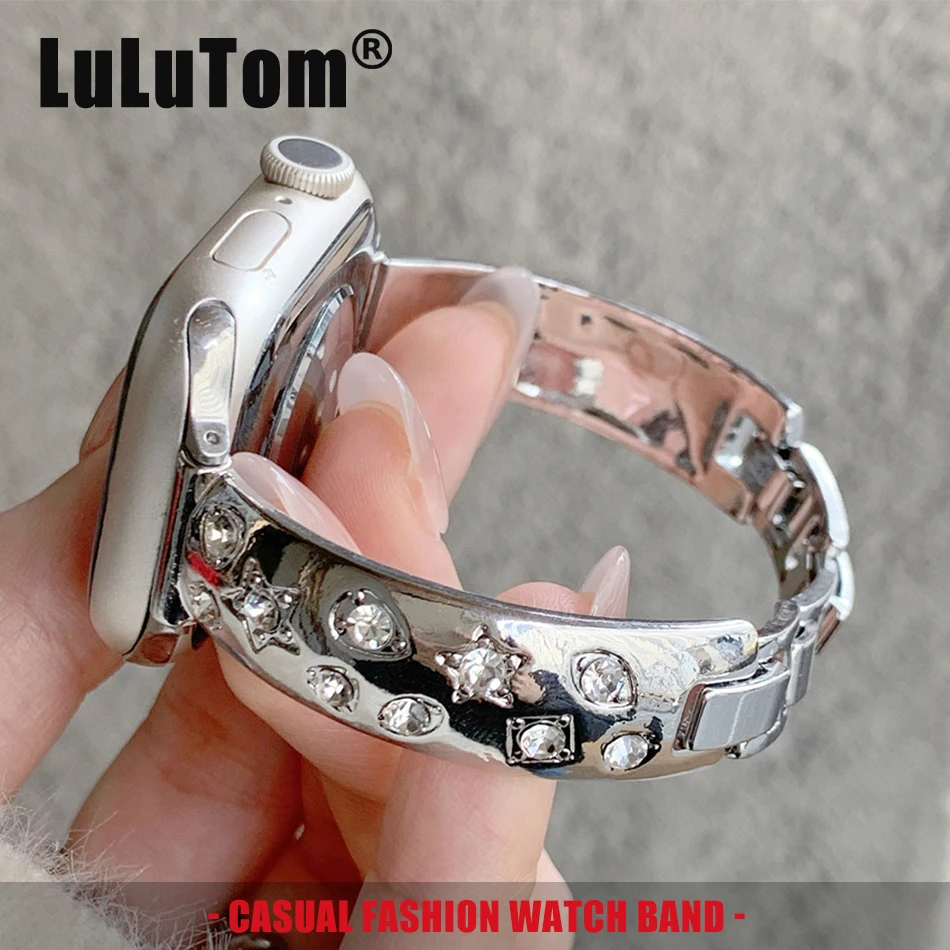 

Fashion Stars Diamond Bracelet Band for Apple Watch 11 10 9 8 7 6 5 4 3 SE Ultra Straps Iwatch Series 38 40 41 42 44 45 46 49 mm