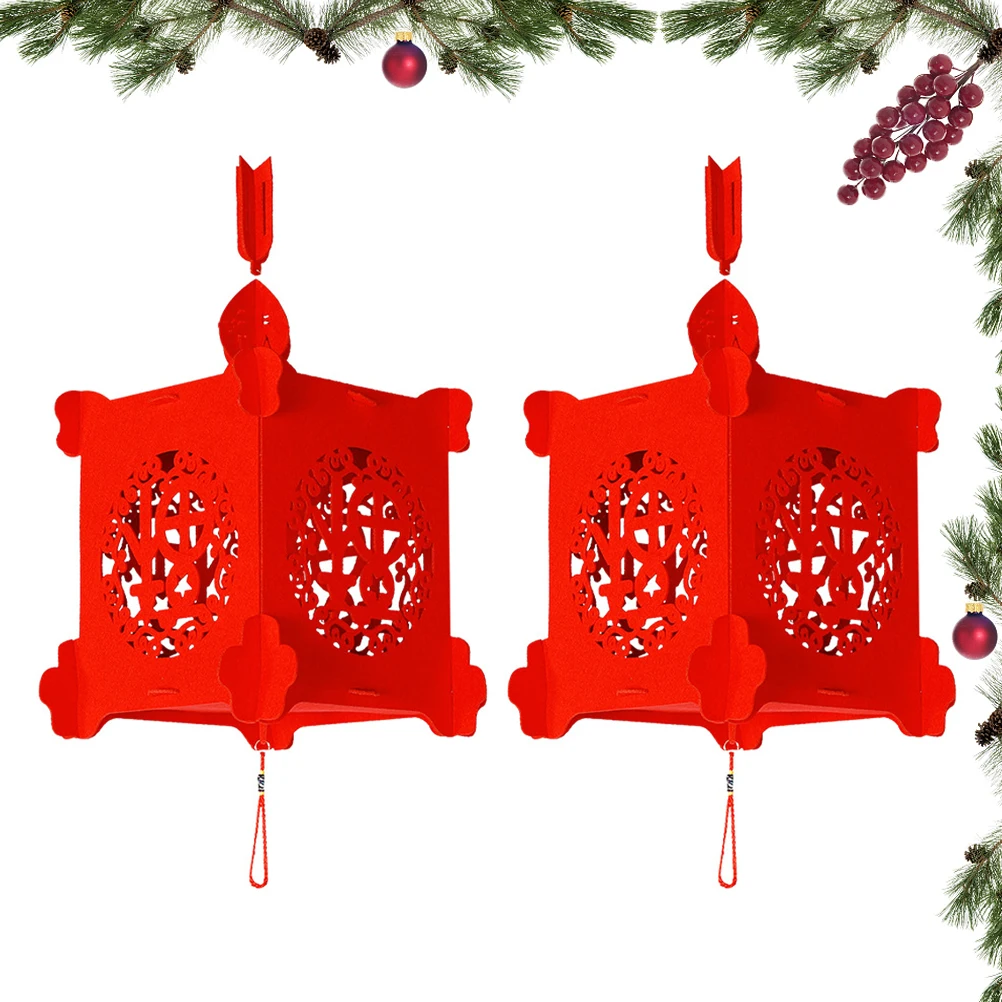 

2pcs 24Cm Exquisite Red Lantern Durable Decoration 3D Design Lucky Wealth Joy Indoor Outdoor Home Office Wedding Party