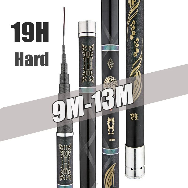 

9M-13M Telescopic Tenkara Fishing Rod 19H Superhard 40T Carbon Saltwater Freshwater Portable Bass Crappie Rod Stream Trout Pole