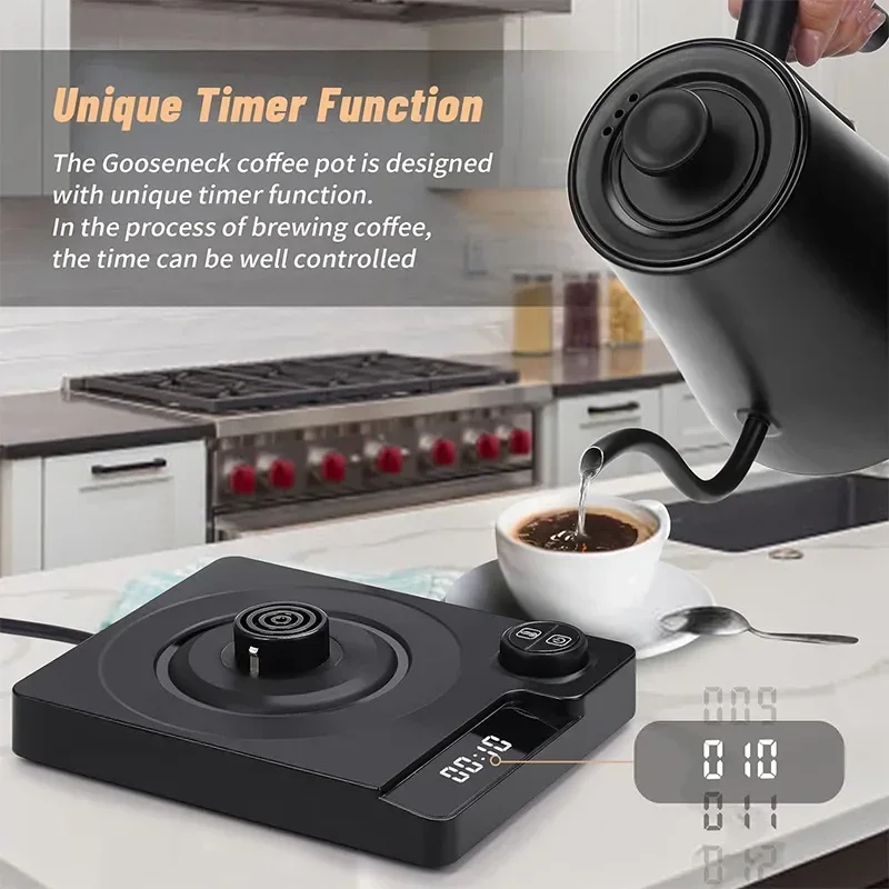 غلاية كهربائية 1200 وات، درجة حرارة ثابتة ذكية، غلاية كهربائية ذات فم ناعم، غلاية قهوة مخمرة يدويًا، غلاية برقبة أوزة