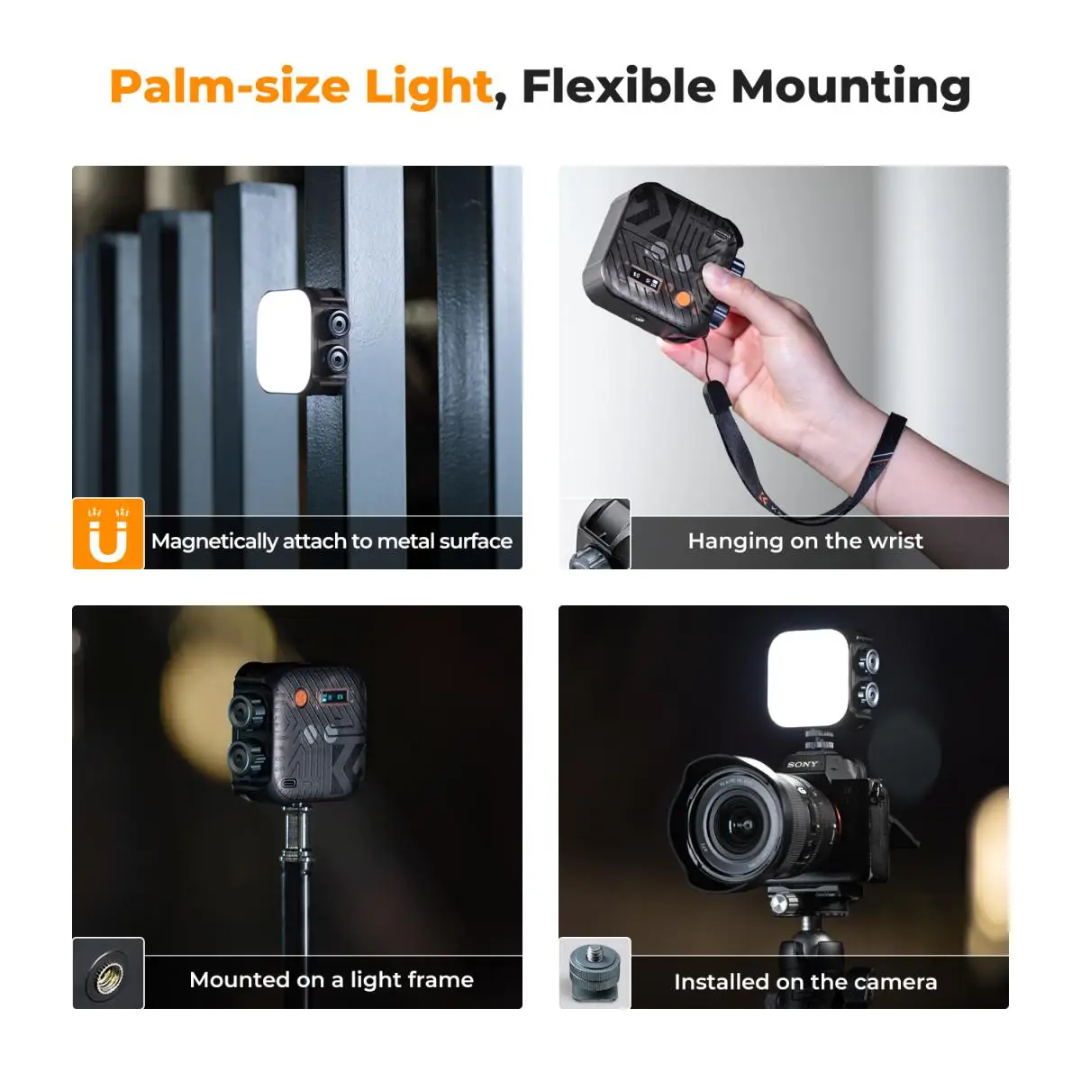 K&F Concept Bi-Color Video Light 2500K-9900K Adjustable Temperature Photography Light 40 LED Bulbs 2000mAh Portable Light