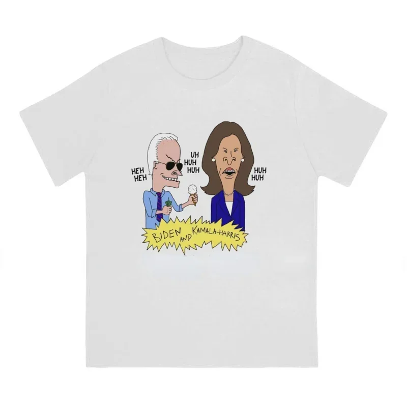 Cartoon Print Beavis and Butthead Funny Sarcastic Biden and Kamala T-shirt Harris Vintage Men Tees Summer Loose Casual Tops