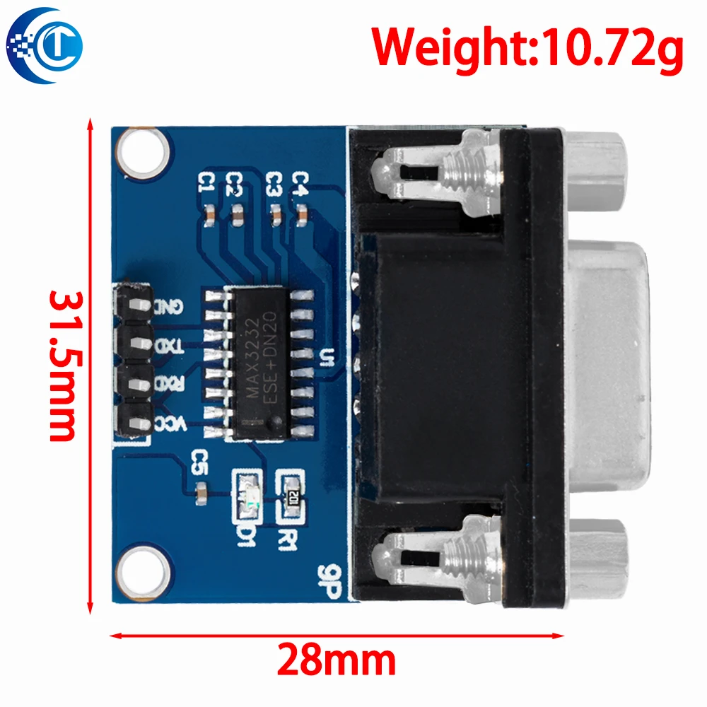 MAX3232 RS232 to TTL Converter Module, DB9 Serial Communication Board, Fully Compatible with MAX232
