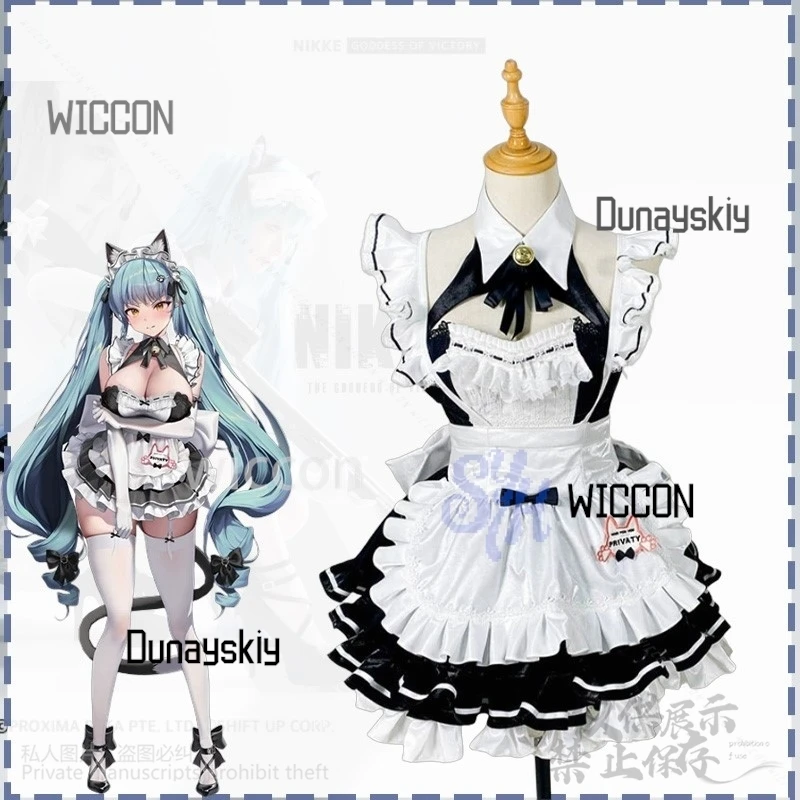 Juego de Anime Nikke Cosplay disfraz privado Sexy Kawaii Neko gato vestido de sirvienta dulce encaje volantes Lolita Jsk Jirai Kei niñas Halloween
