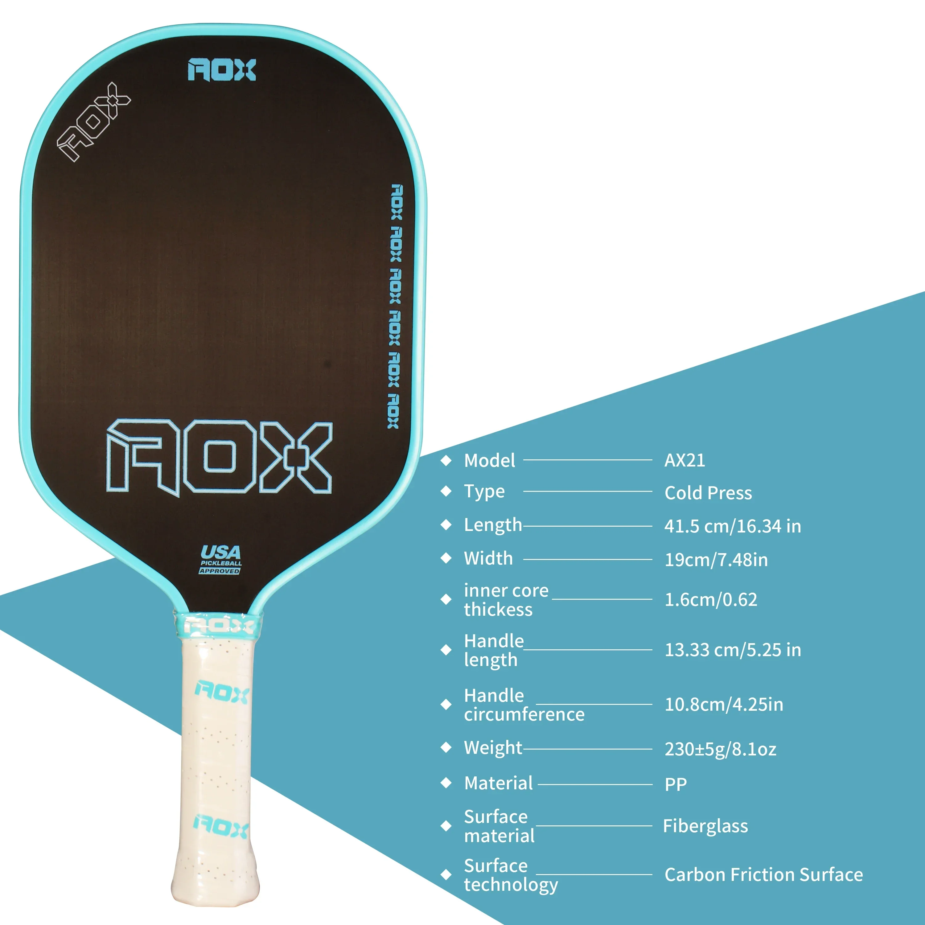 Pickleball Paddle Fiberglass Carbon Friction Surface 16MM Enhanced Sweet Spot&Control&Power Anti-slip Grip USAPA Compliant image 5