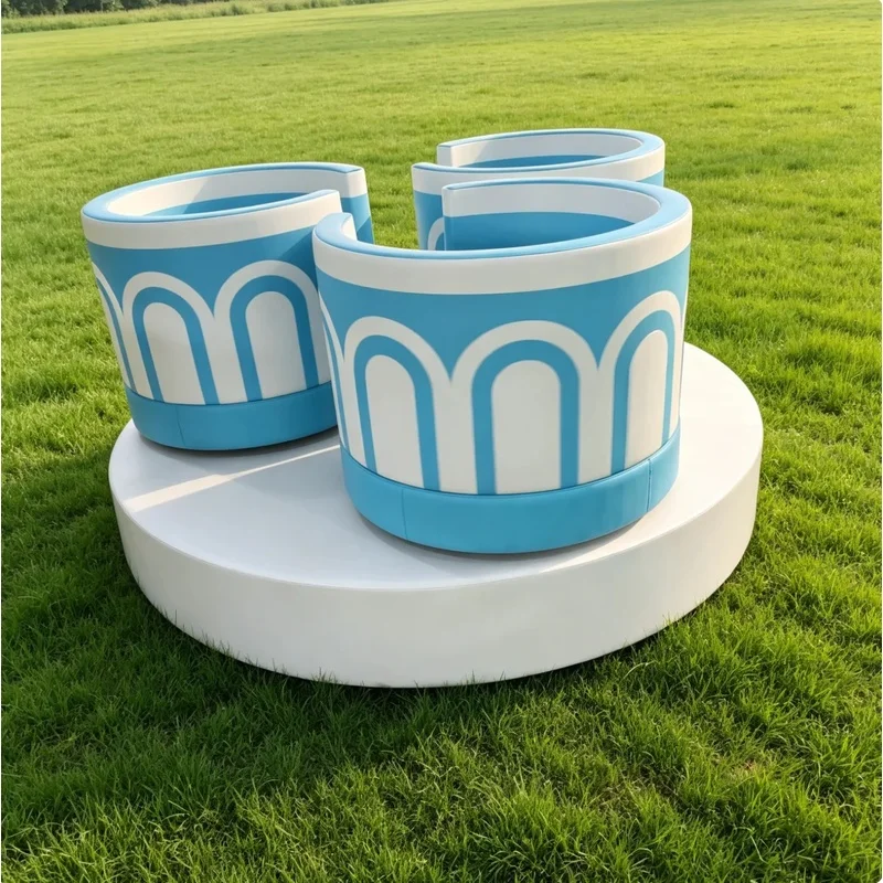 Soft Play Electric Carousel Teacup Ride 3 Seats Indoor Playground Merry Go Round Toddler Rotating Cup for Party Rental