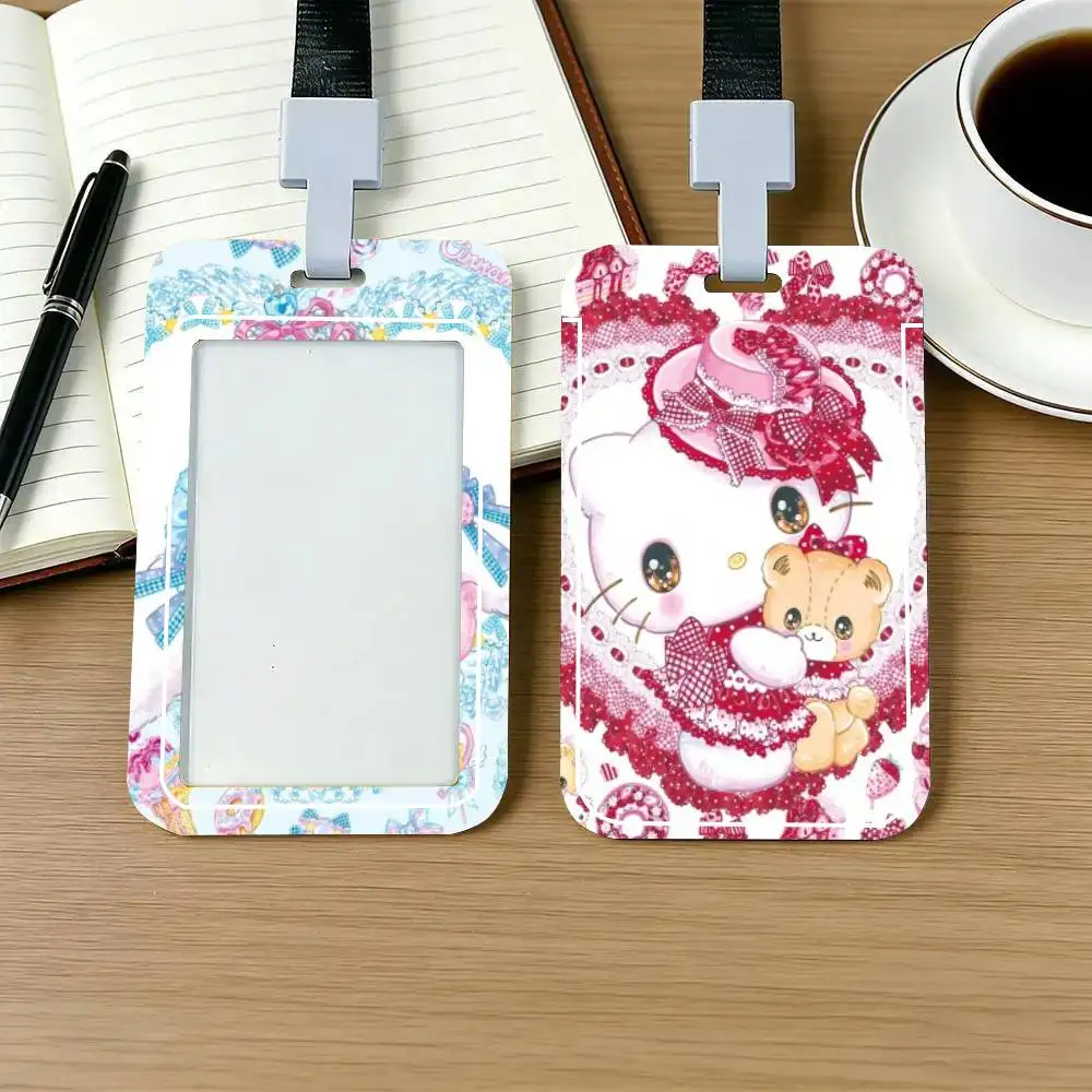 Cartoon K-Kuromi C-Cinnamoroll H-Hello Kitty Card Holder Neck Strap Pendant Door Badge Holder Lanyards Keychain Work Credential view 4