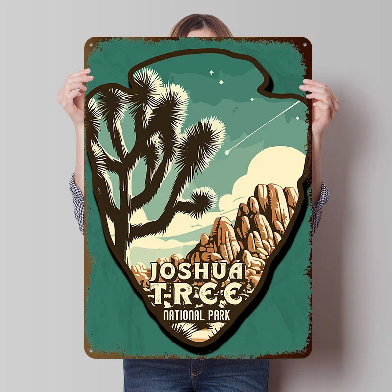 Vintage Joshua Tree National Park Printed Poster Customized Retro Wall Art Vintage Metal Tin Signs for Home Coffee Bar Wand Deko