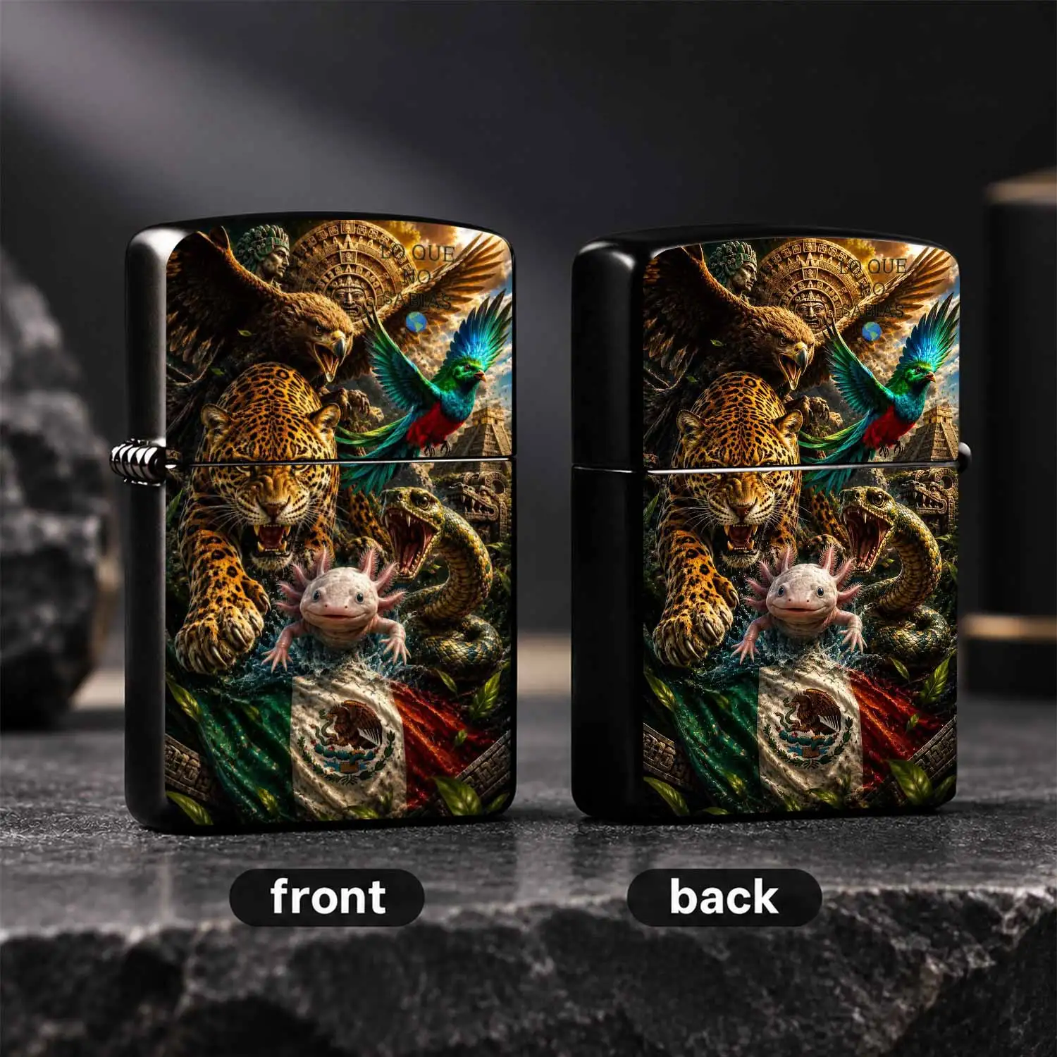 Mexican Aztec Civilization Themed Lighter, Featuring Quetzalcoatl Aztec Sun Elements, Creative Cultural Decor Unique Stylish PORTABLE Windproof Lighter, Collectible Cultural Perfection For Daily Use Gifting A Fun and Humorous Lighter