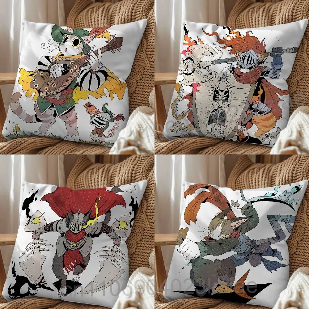 Artist frypai Cat knight  cat drake Pillow Case Pillow Case Living Room Sofa Cushion Cover Suitable For Home Bedroom Decoration