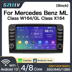 Android 13 Auto Carplay Audio For Mercedes Benz ML GL CLASS W164 X164 ML350 Bluetooth GPS Navi Car Radio Video Player Autoradio