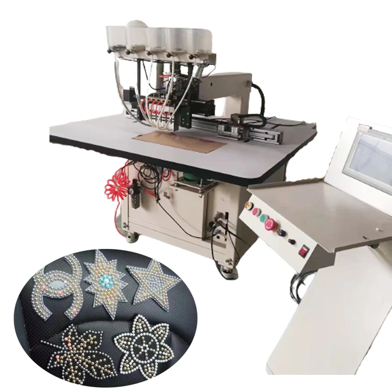 Computerized Pearl Automatic Beading Attaching Machine Round Nail Beads Fixing Machine