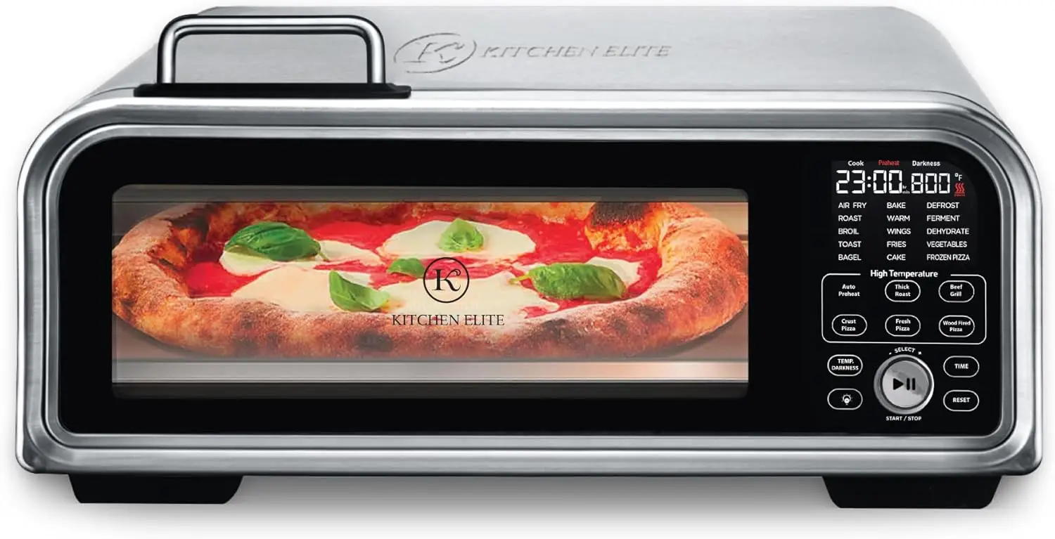 Digital Toaster Oven Air Fryer Combo, 15-in-1, Touch Panel, 12-Inch Pizza Capacity, Stainless Steel, Silver