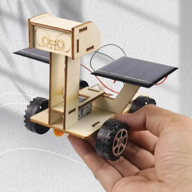 DIY solar lunar rover model children's handmade assembly model ground exploration vehicle 3D wooden puzzle educational toy