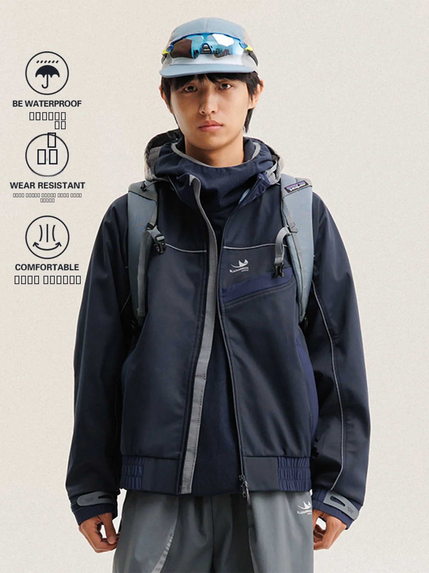 

Trendy Outdoor ort ell Jaet Men's Women's Hidden Zipper Hat Tee-Proof Soft ell Windproof Workwear Jaet Couple