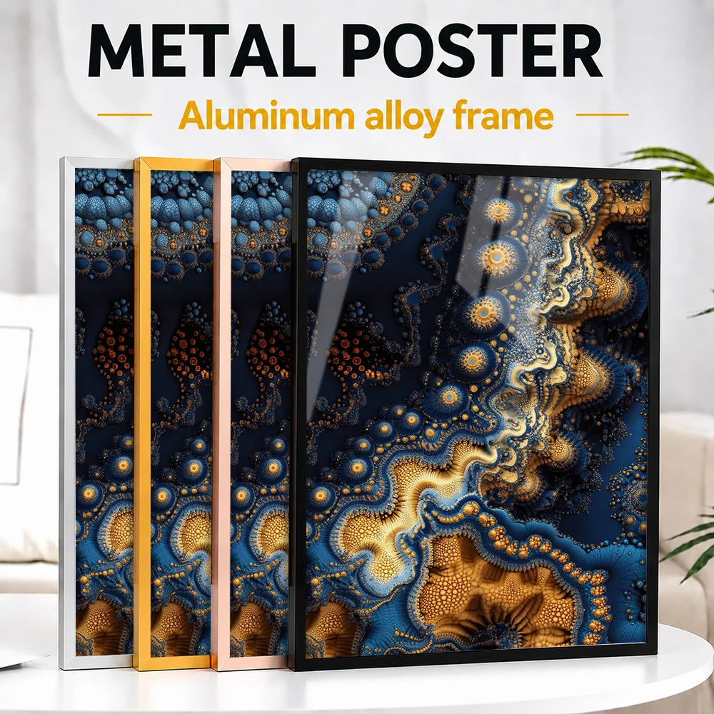 Abstract Fractal Framed Metal Print Customized Photo Contemporary Gallery Style Wall Art For Home Office Memorable Friend Gift