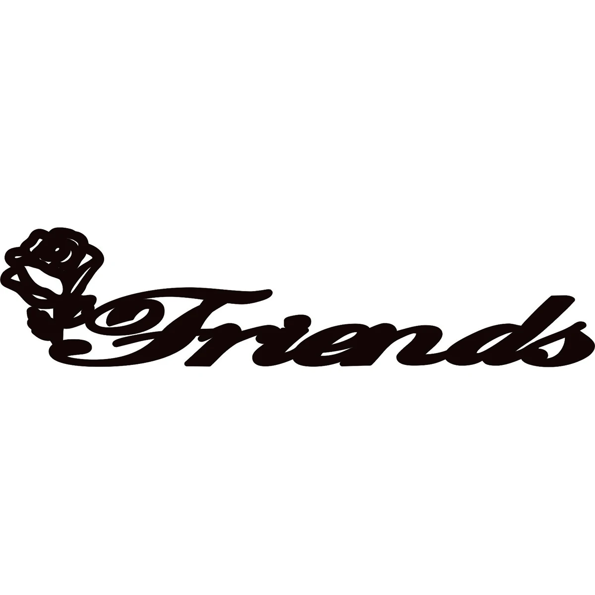 Classic Friends Cursive Text with Rose Accent 3D Acrylic Car Sticker, Red Color, Waterproof, for Auto Body & Rear Decoration