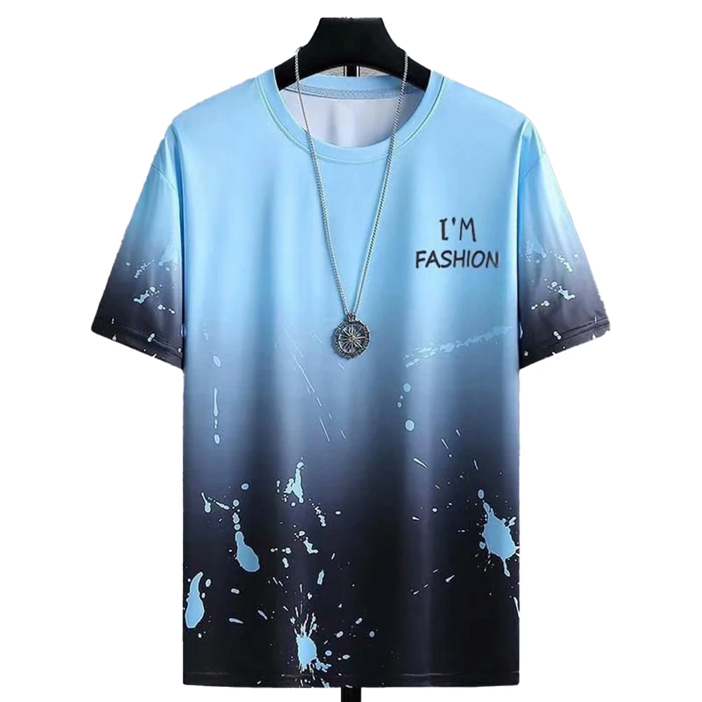 Blue Men T-shirt Breathable Casual Wear For Men Loose Quick Drying Breathable Fabric Comfortable Fit Short-sleeved
