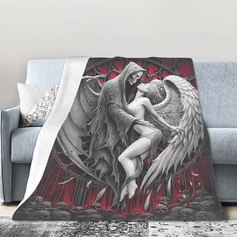 

Custom Gothic Art Blanket Sofa Winter Warm Knee Bed Fleece Camping Nap King Size Fluffy Soft Blankets Microfiber Bedding